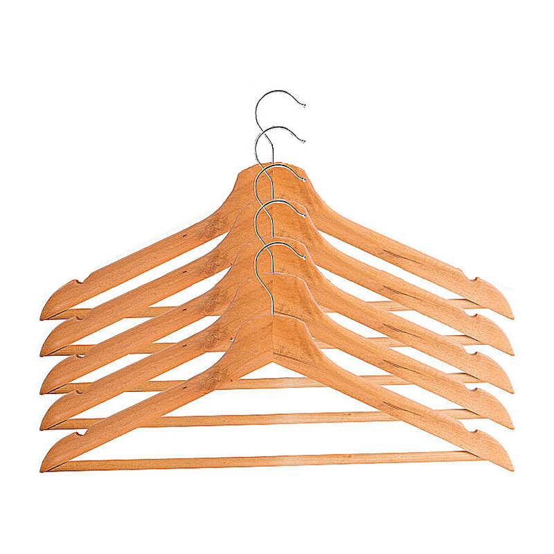Houten kledinghanger - bruin - set van 5