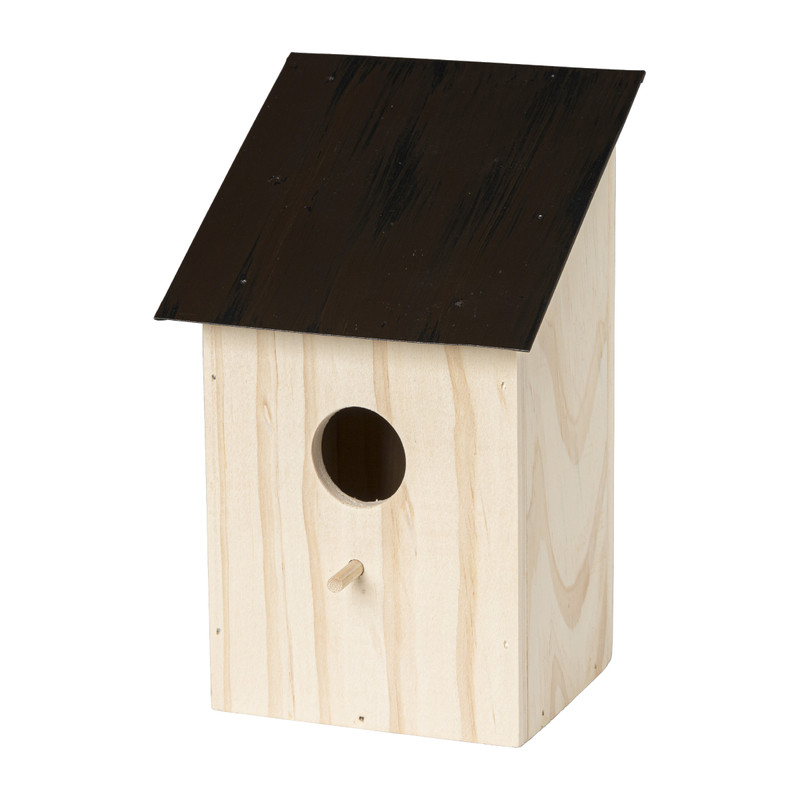 Vogelhuisje - naturel/zwart - 19x10,5x12 cm Vogelhuisje - naturel/zwart - 19x10,5x12 cm