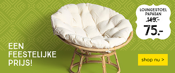 Rotan loungestoel Papasan - naturel - ø100x84 cm