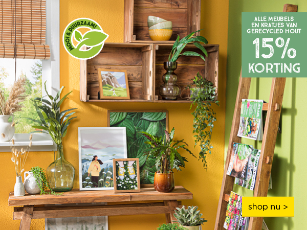 15% korting op meubels van gerecycled hout shop nu