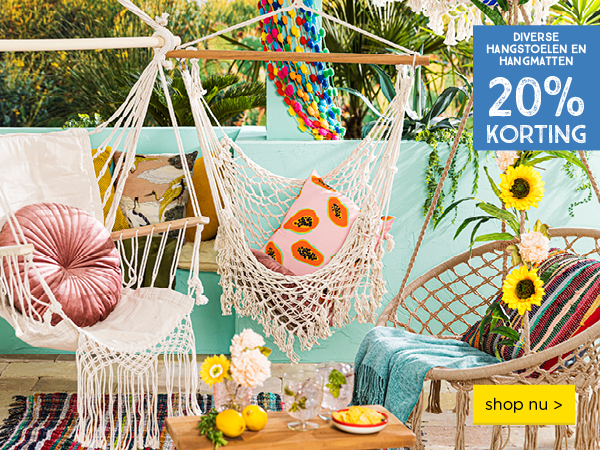 20% korting op diverse hangstoelen | shop nu