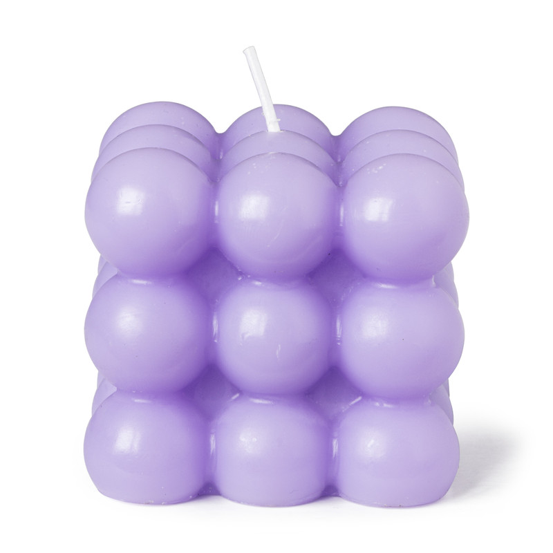 Bubbel kaars - paars - 6.5x6.5x6.5 cm Bubbel kaars - paars - 6.5x6.5x6.5 cm