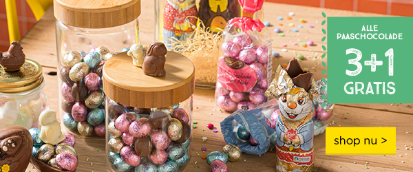 Alle paaschocolade 3+1 gratis* | *Alle combinaties zijn mogelijk. Goedkoopste artikel is gratis. | shop nu