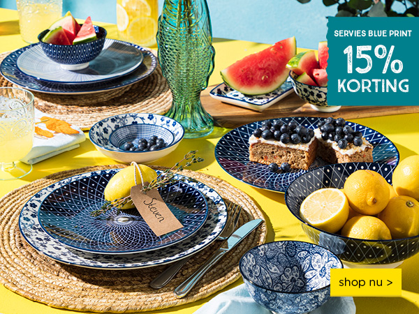 Zomerfestival | 15% korting op servies blue print | shop nu
