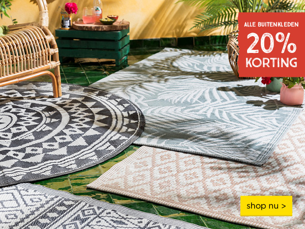 20% korting op alle buitenkleden | shop nu