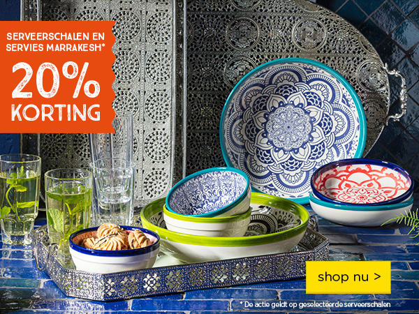 SERVEERSCHALEN EN SERVIES MARRAKESH* | 20% KORTING | * De actie geldt op geselecteerde serveerschalen | shop nu >