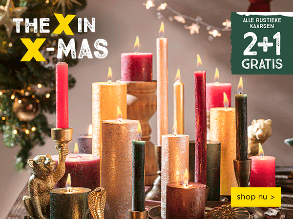 THE X IN X-MAS | ALLE RUSTIEKE KAARSEN 2+1 GRATIS | shop nu >