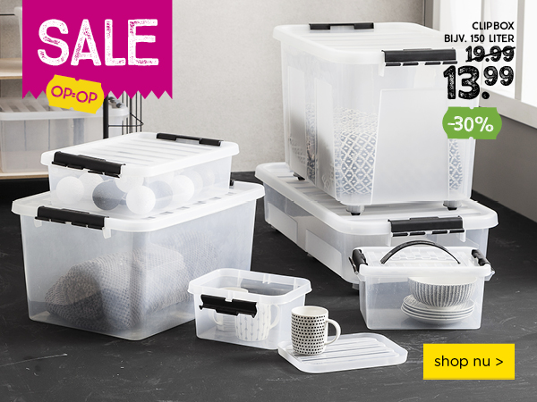 SALE | OP=OP | CLIPBOX BIJV. 150 LITER VOOR 13.99 | shop nu >