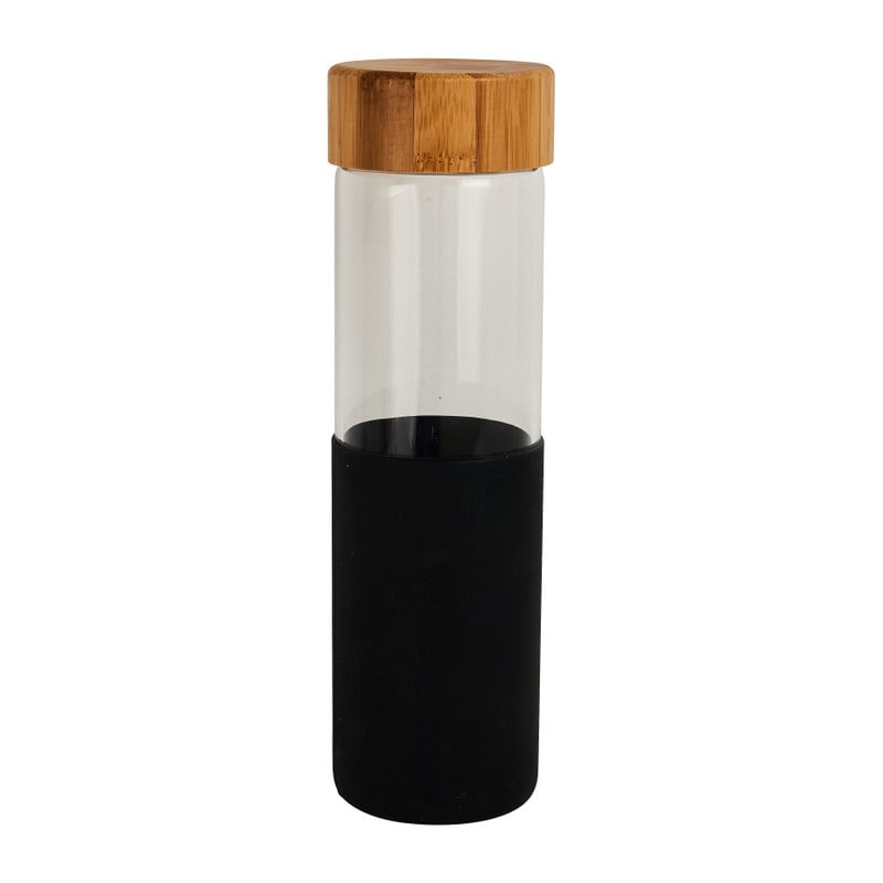 Drinkfles - bamboe dop - zwart Drinkfles - bamboe dop - zwart
