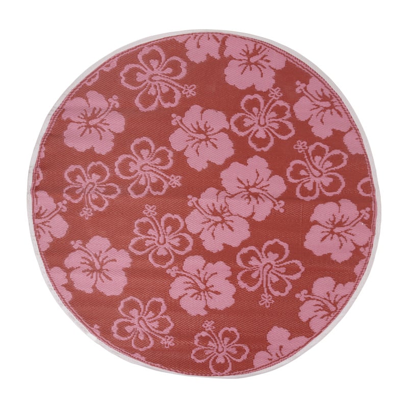 Buitenkleed rond hibiscus - roze/rood - ø150 cm