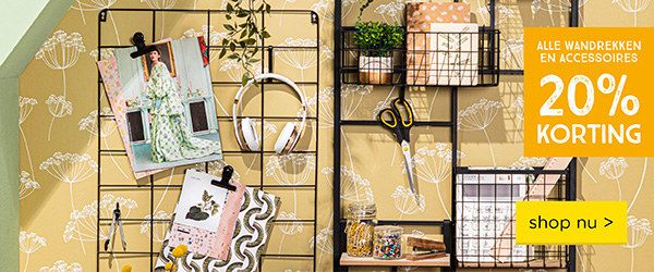 Alle wandrekken en accessoires 20% korting